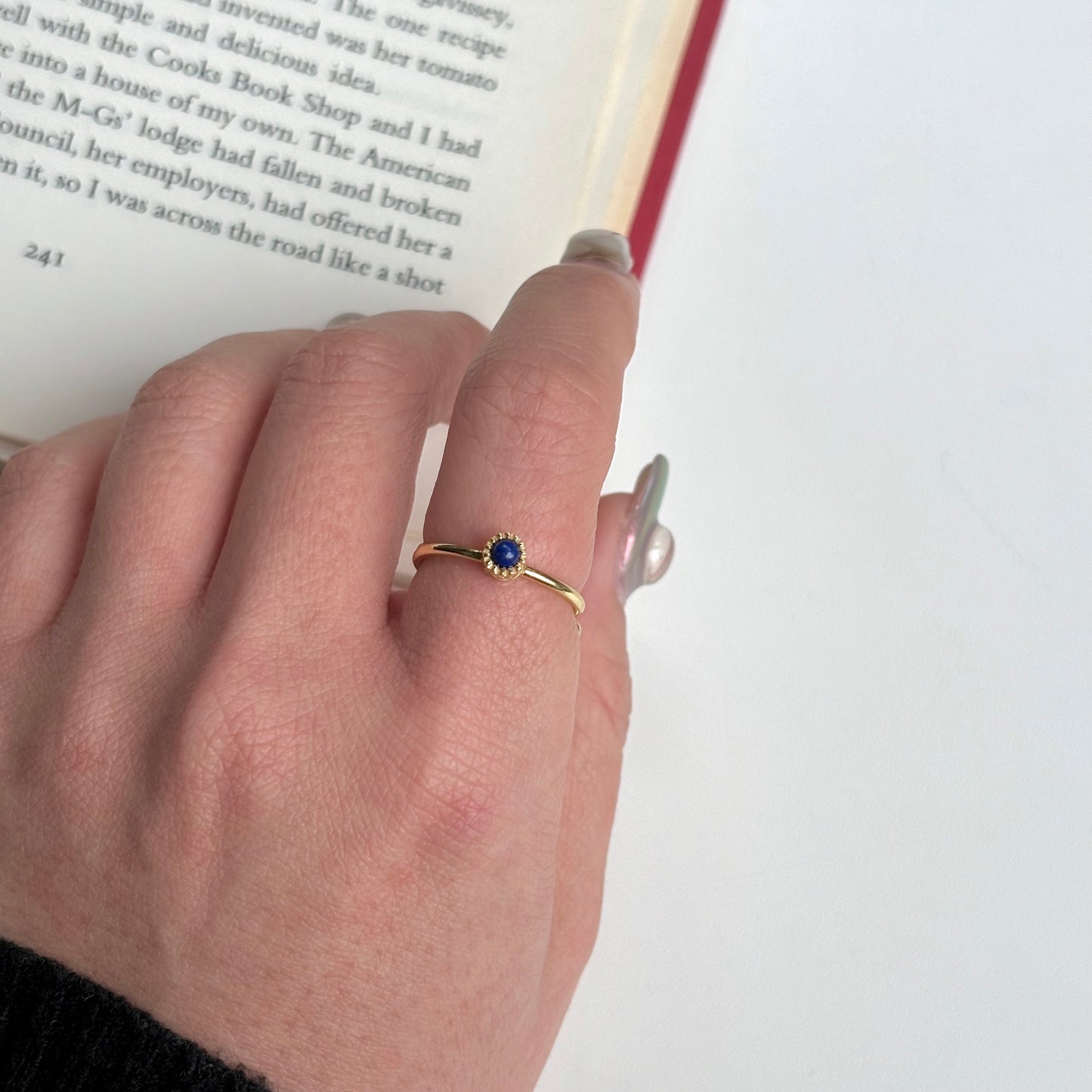 Brass petit ring〈Lapis lazuli〉