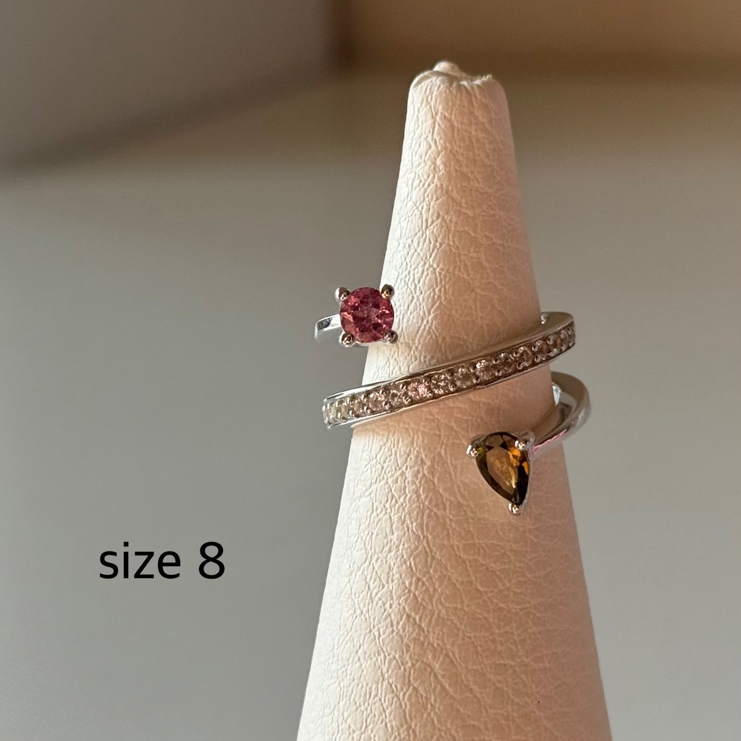 【Biju mam poco】Mulch tourmaline × white topaz ring