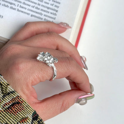 Flower plain ring 6