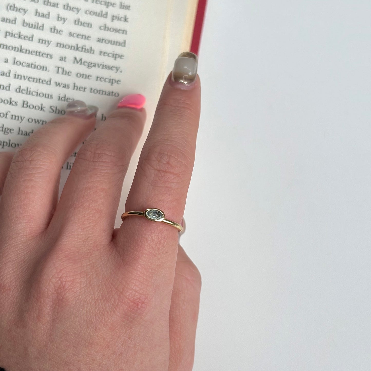 Brass petit ring〈Blue Topaz〉