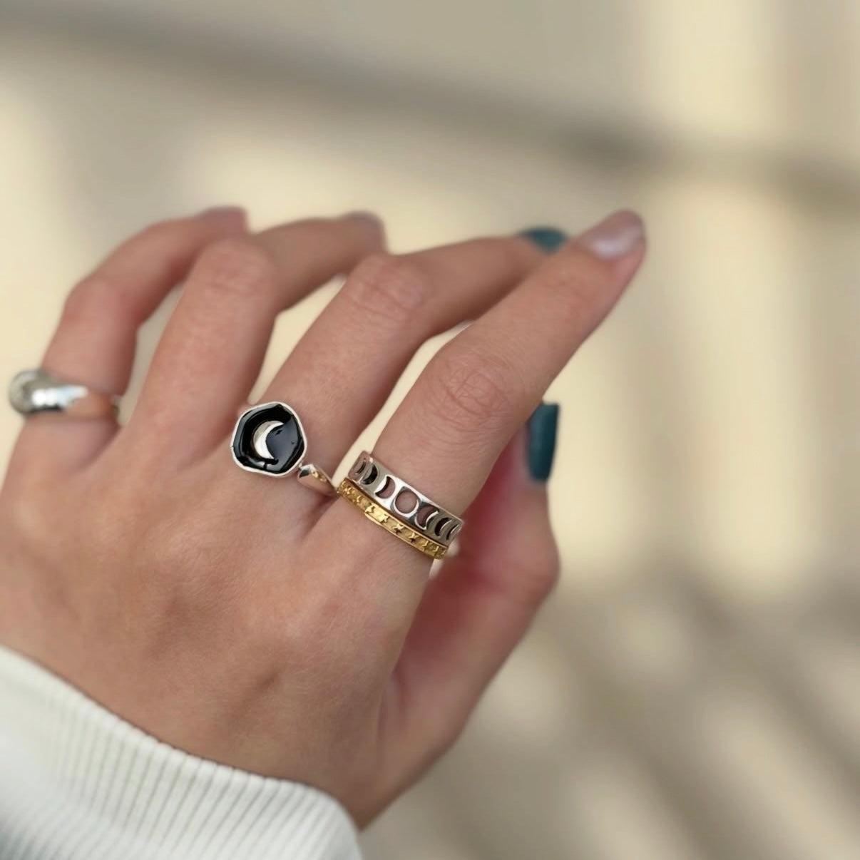 Enamel design ring〈Moon〉