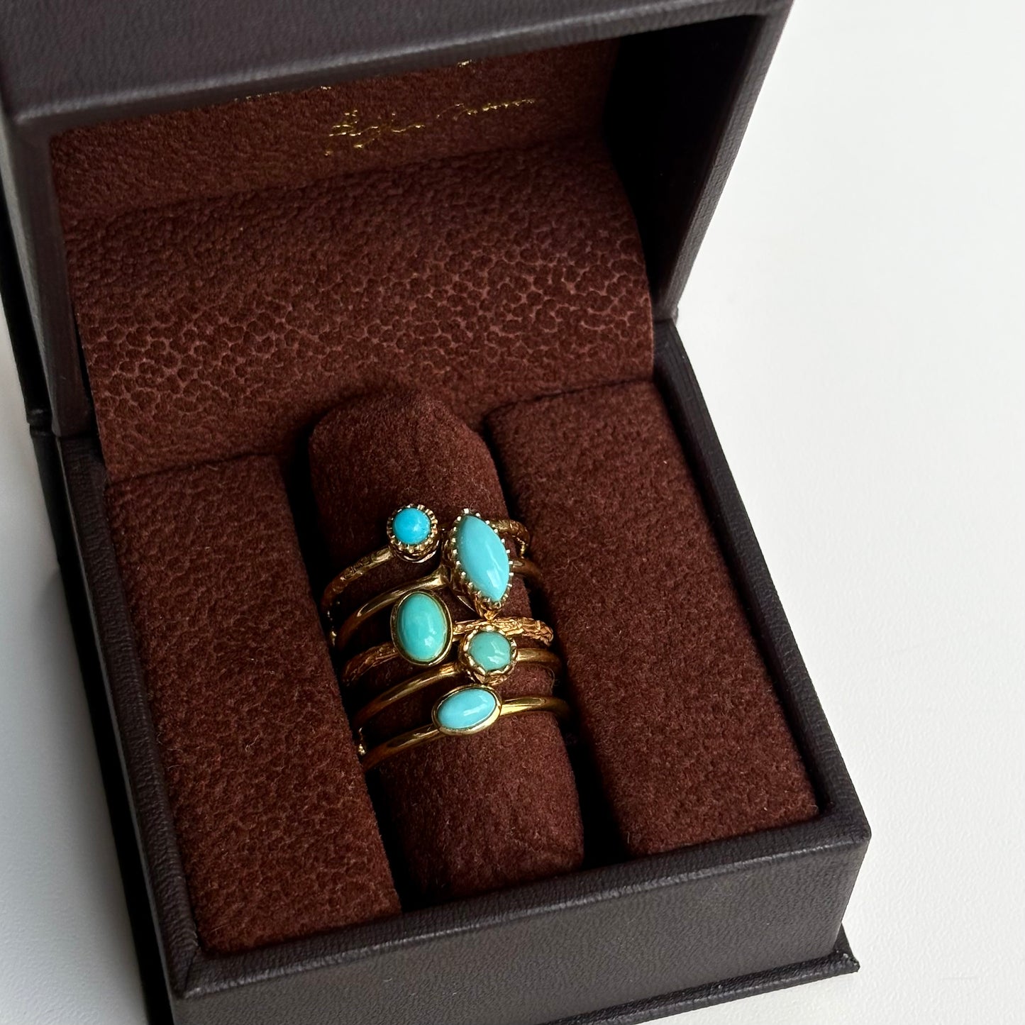 Brass petit ring〈Turquoise〉