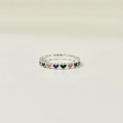 Heart enamel ring 8