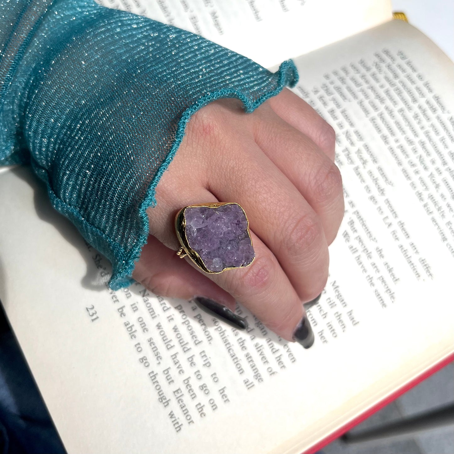 Brass 1stone ring 《Druzy》