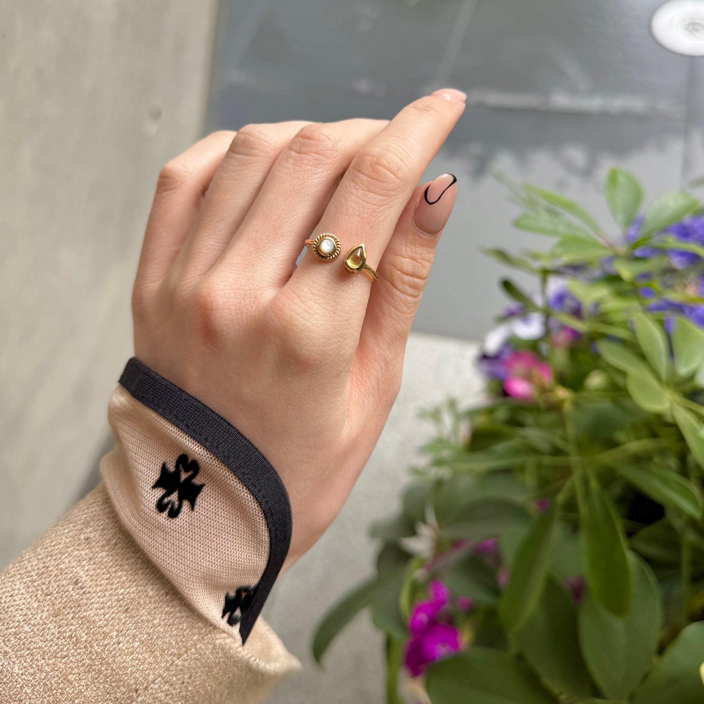Brass 2stone ring 9
