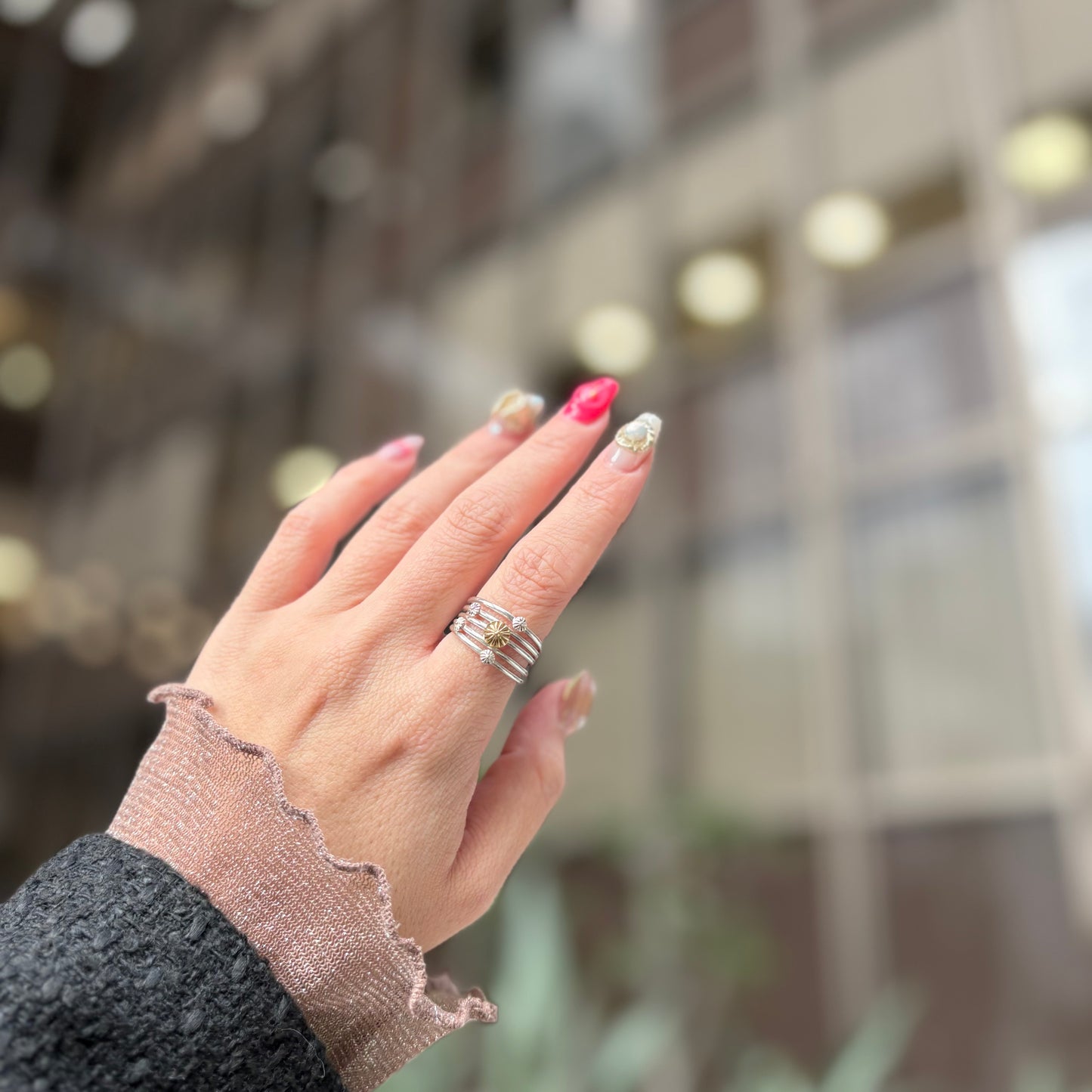 Stacking plain ring 〈Flower〉