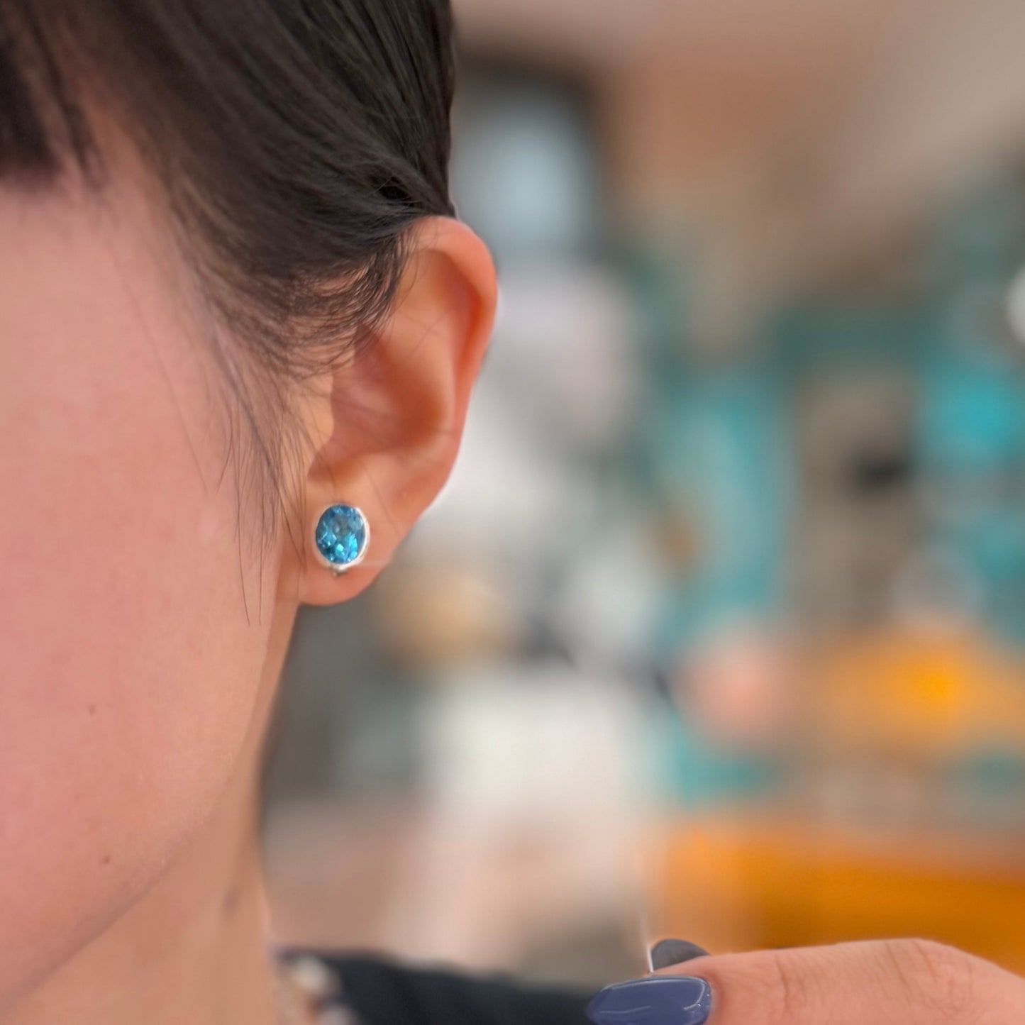 Swiss Blue topaz pierce