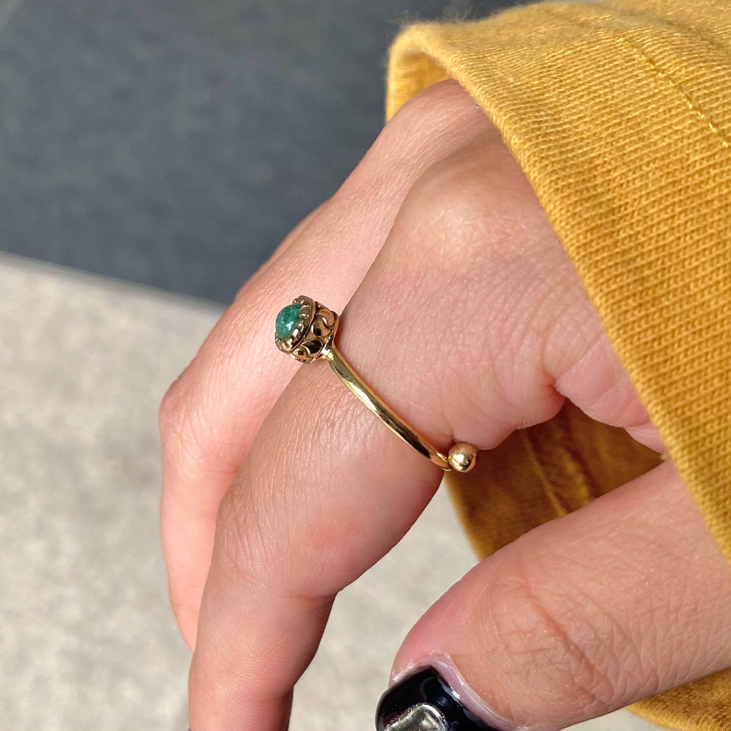 Brass petit  ring〈green〉