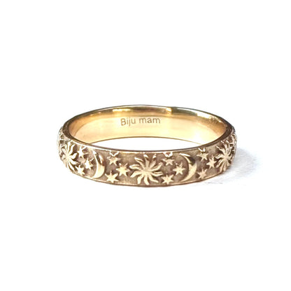 Brass Star & Moon plain ring