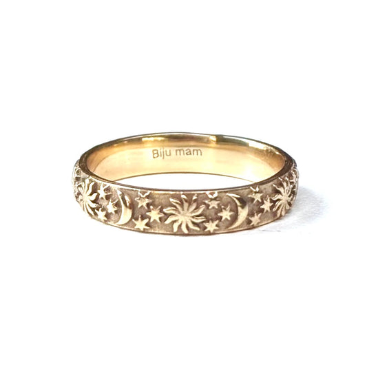 Brass Star & Moon plain ring