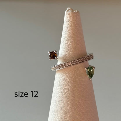 【Biju mam poco】Mulch tourmaline × white topaz ring