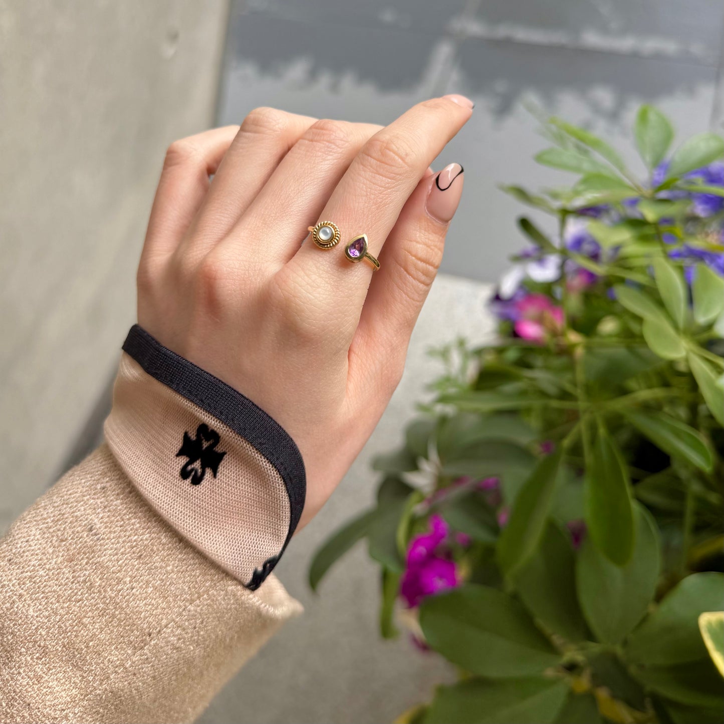 Brass 2stone ring 9