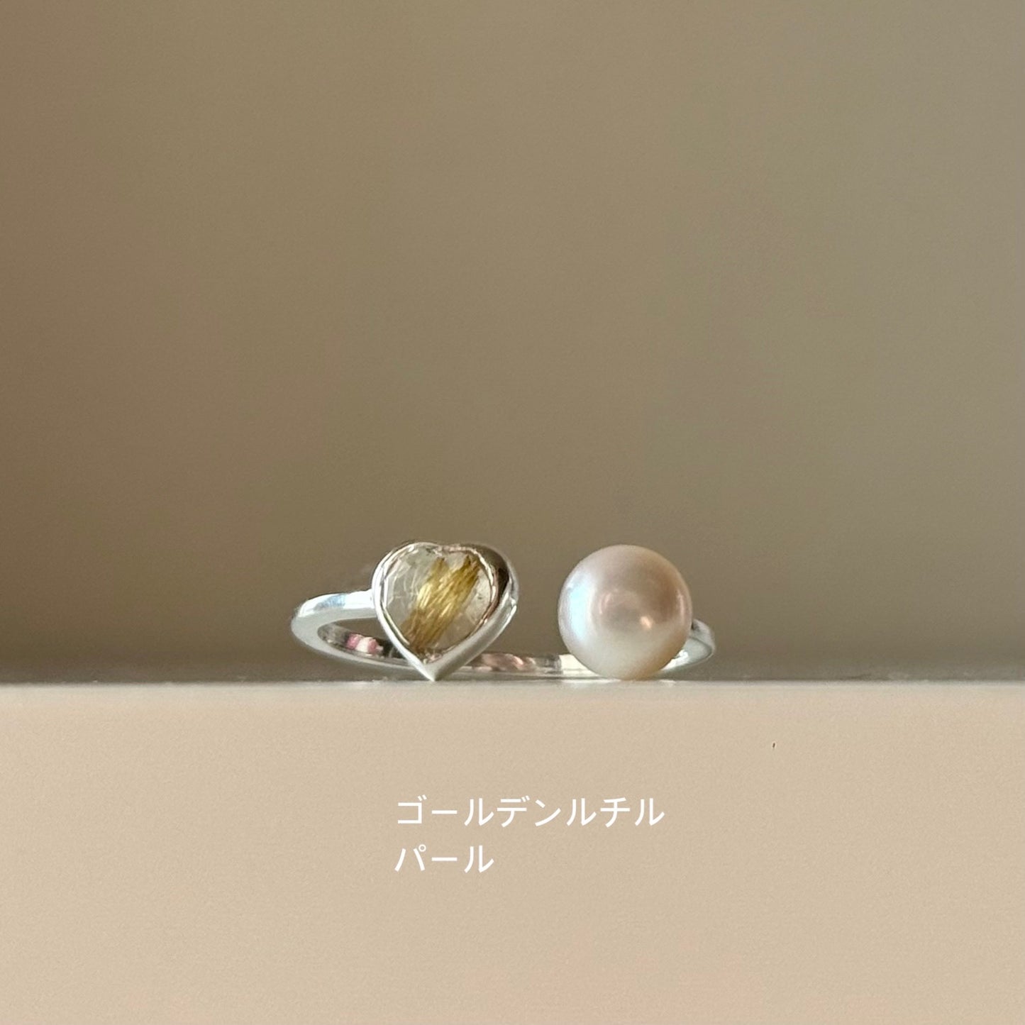 Heart×Pearl 2stone ring
