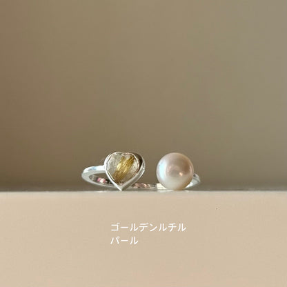 Heart×Pearl 2stone ring