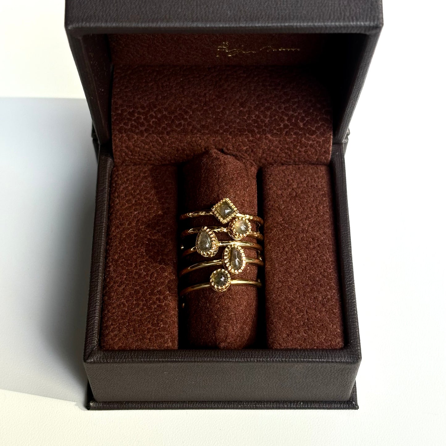 Brass petit ring〈Purple Labradorite〉