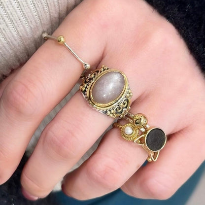 Silver925 × Brass pentagon plain ring