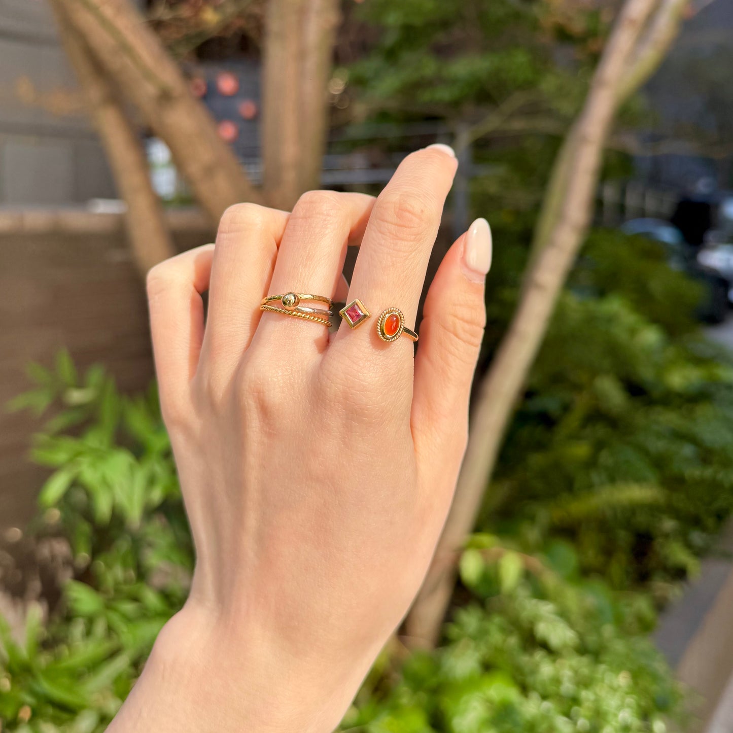 Brass 2stone ring 5