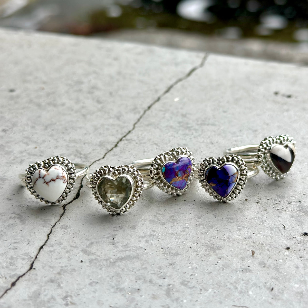 専用です mau jewelry 硬 ハートターコイズのフラワーリング