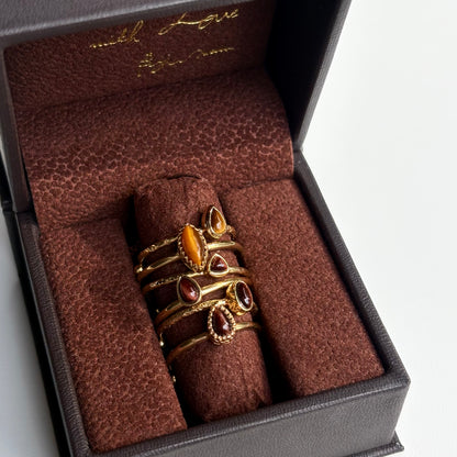 Brass petit ring〈Tiger eye〉