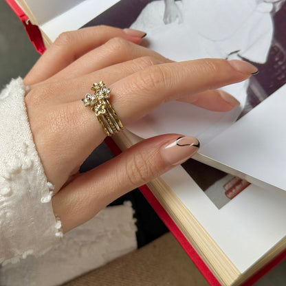 Stacking plain ring〈Flower〉