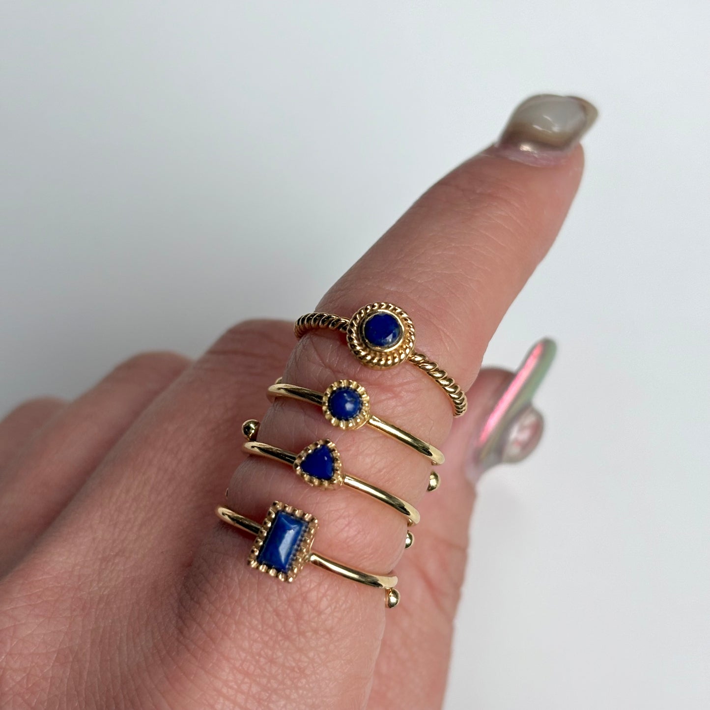 Brass petit ring〈Lapis lazuli〉