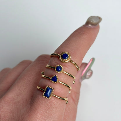 Brass petit ring〈Lapis lazuli〉