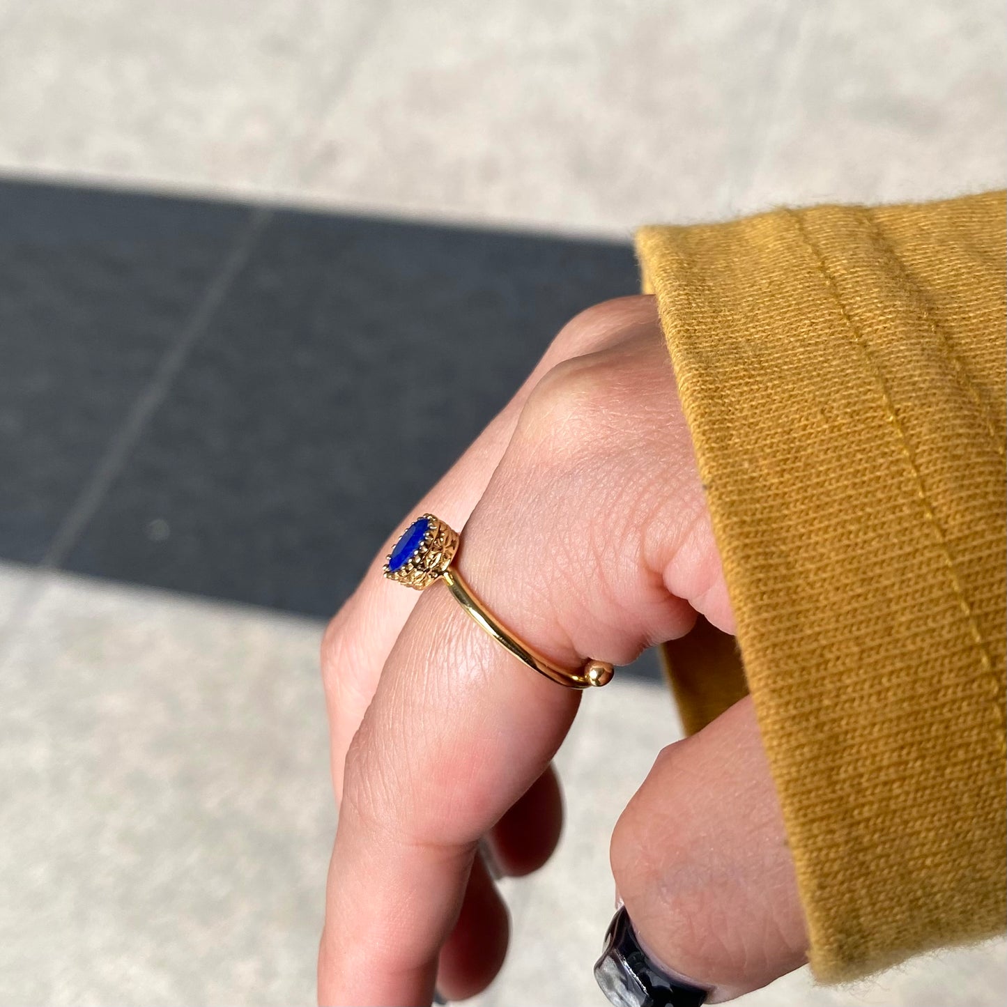 Brass petit  ring〈blue〉