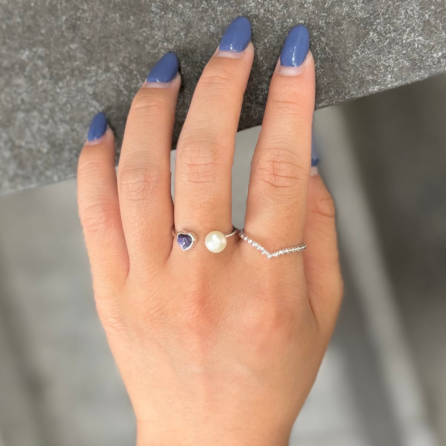 Heart×Pearl 2stone ring