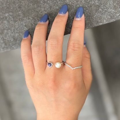 Heart×Pearl 2stone ring