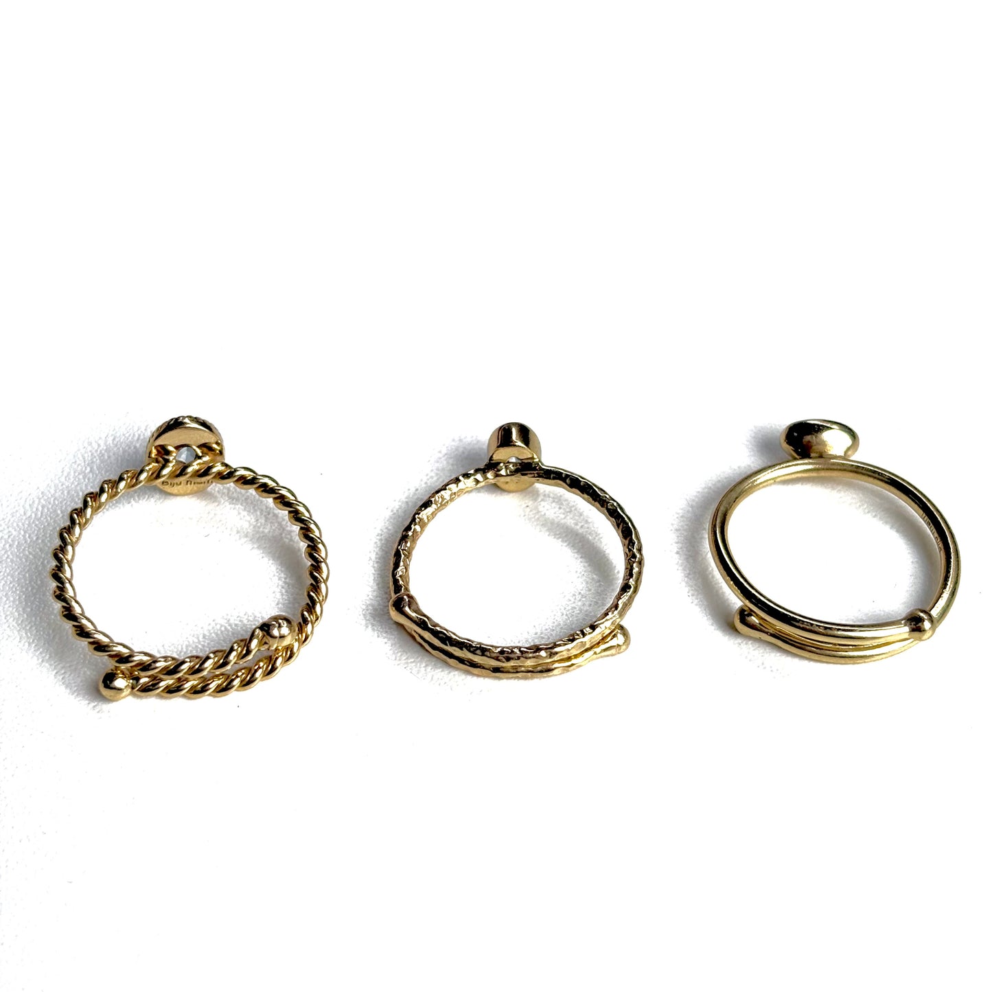 Brass petit ring〈Blue Topaz〉