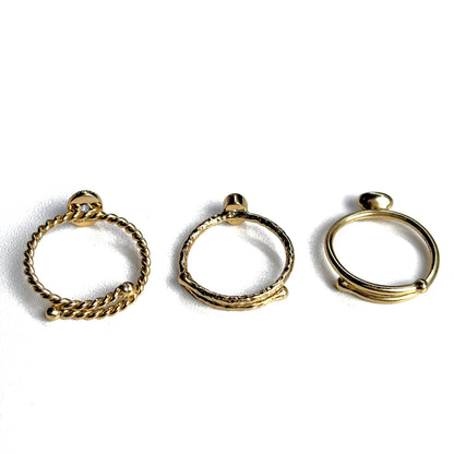 Brass petit ring〈Blue Topaz〉