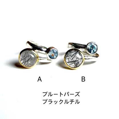 Silver925×Brass 2stone ring 20