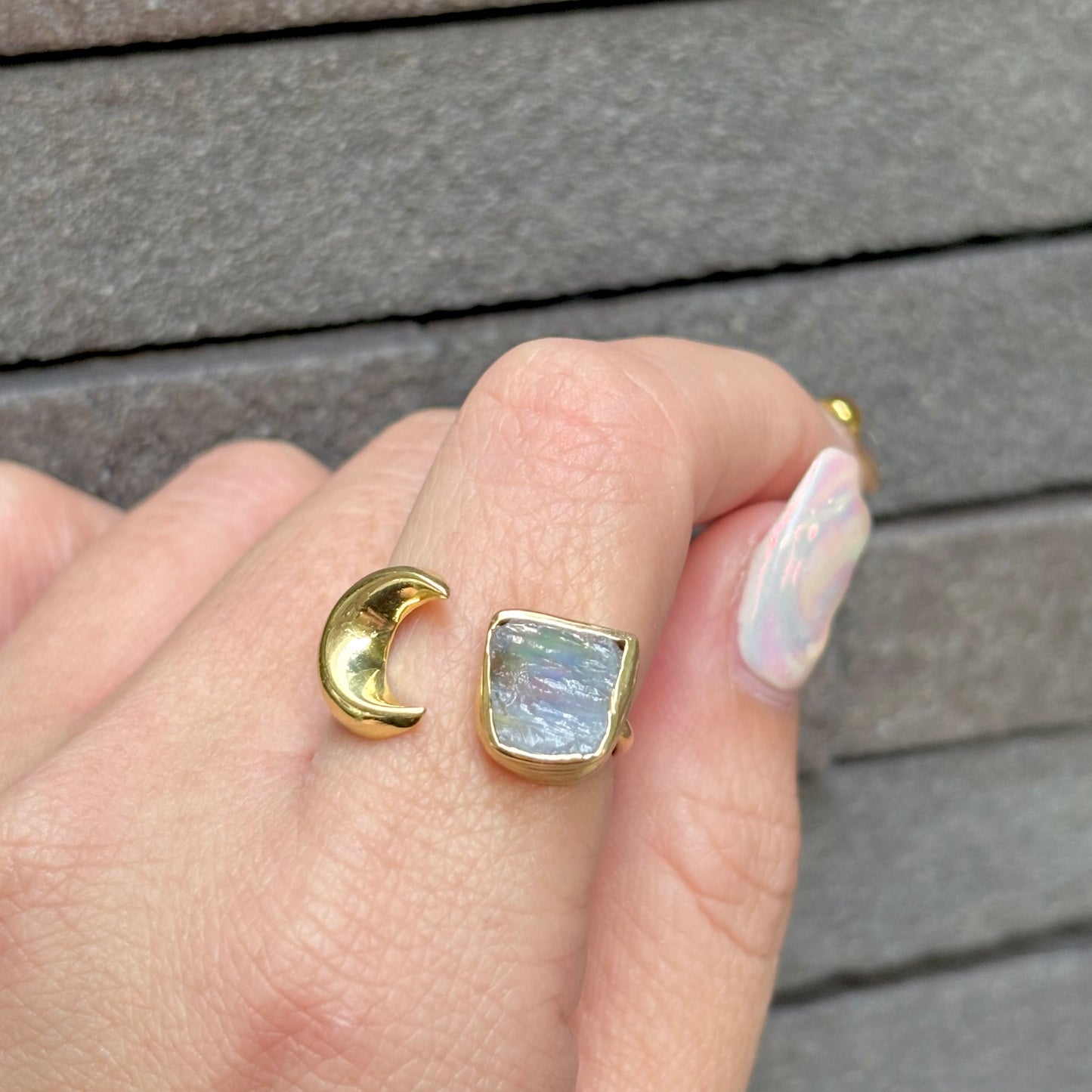 Brass Moon × Stone ring