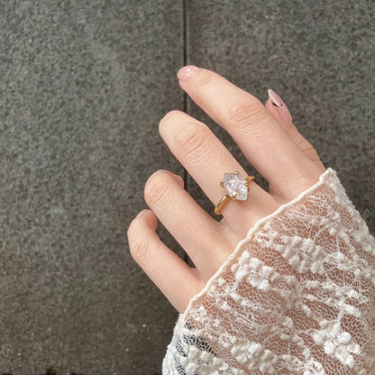 Brass Herkimer diamond ring