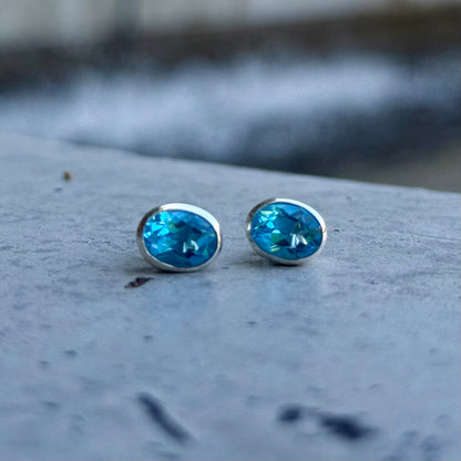 Swiss Blue topaz pierce