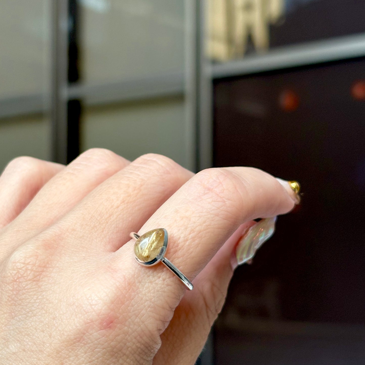 Gold Rutile Quartz ring