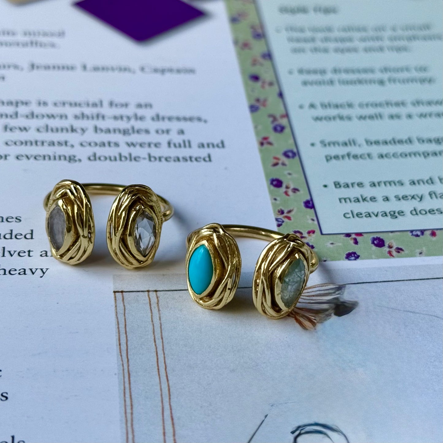 Brass 2stone ring 3