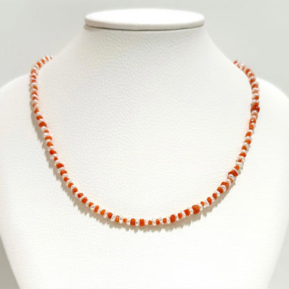 Red coral×Pearl necklace