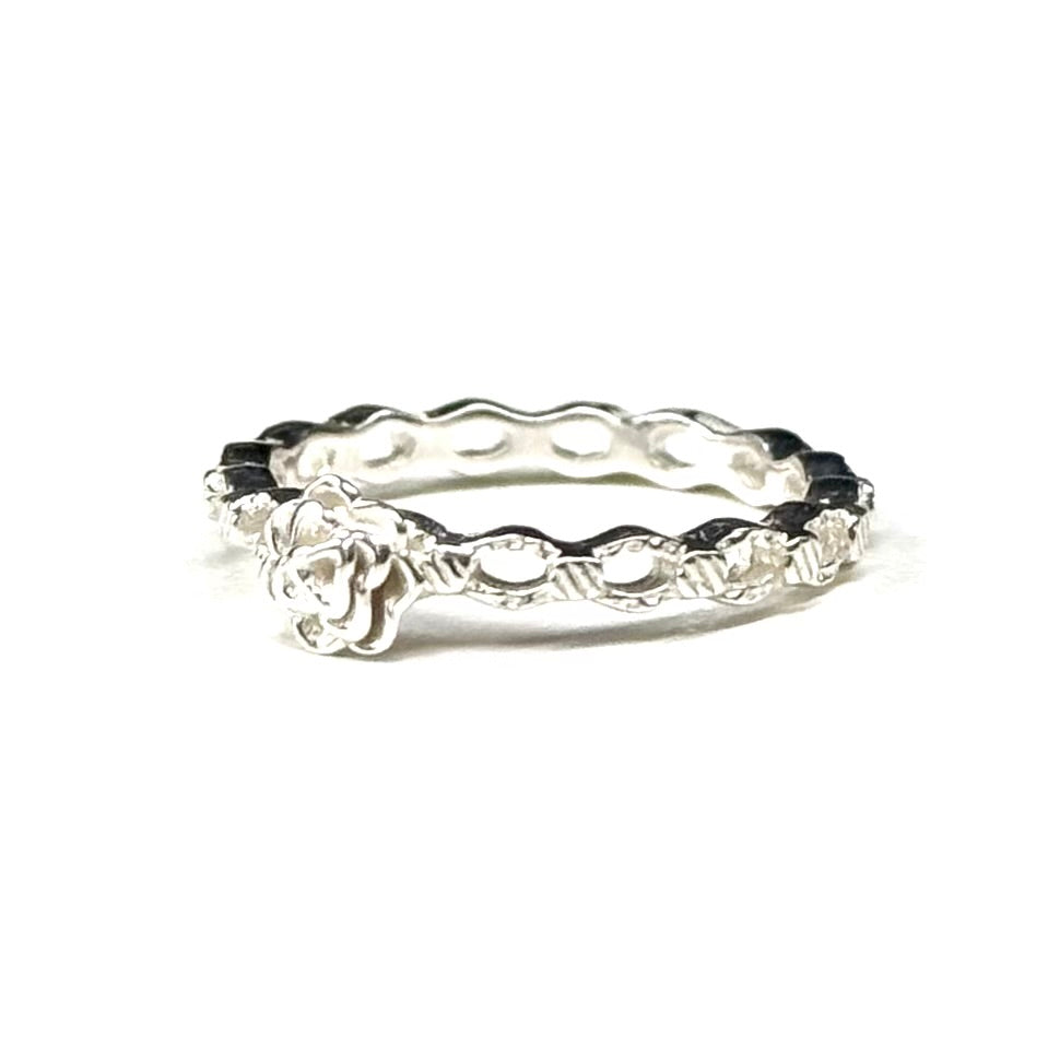 Flower plain ring 9