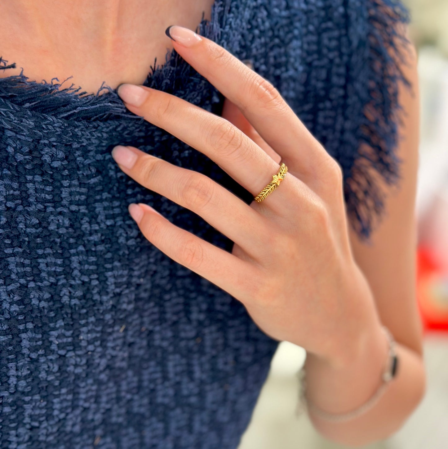 Brass star plain ring 8