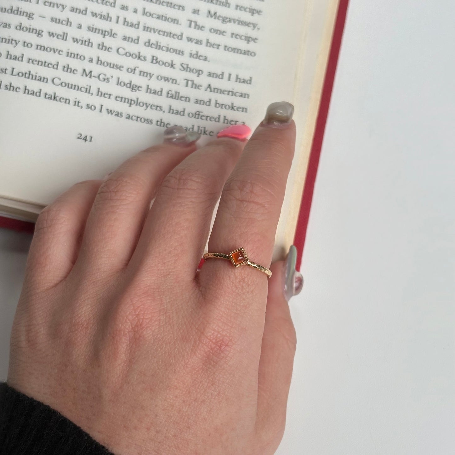 Brass petit ring〈Carnelian〉