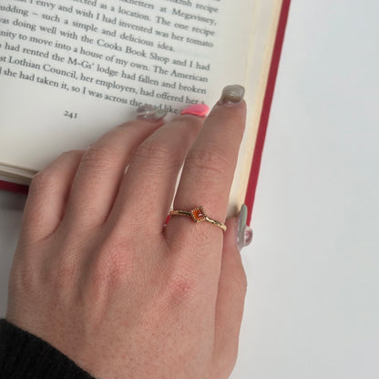 Brass petit ring〈Carnelian〉