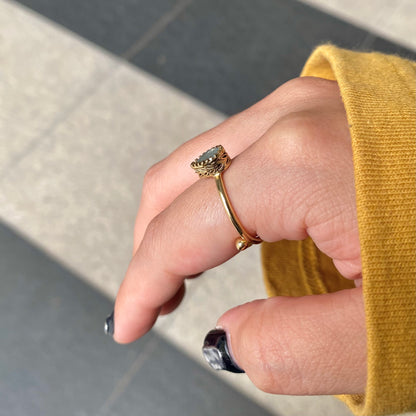 Brass petit  ring〈blue〉