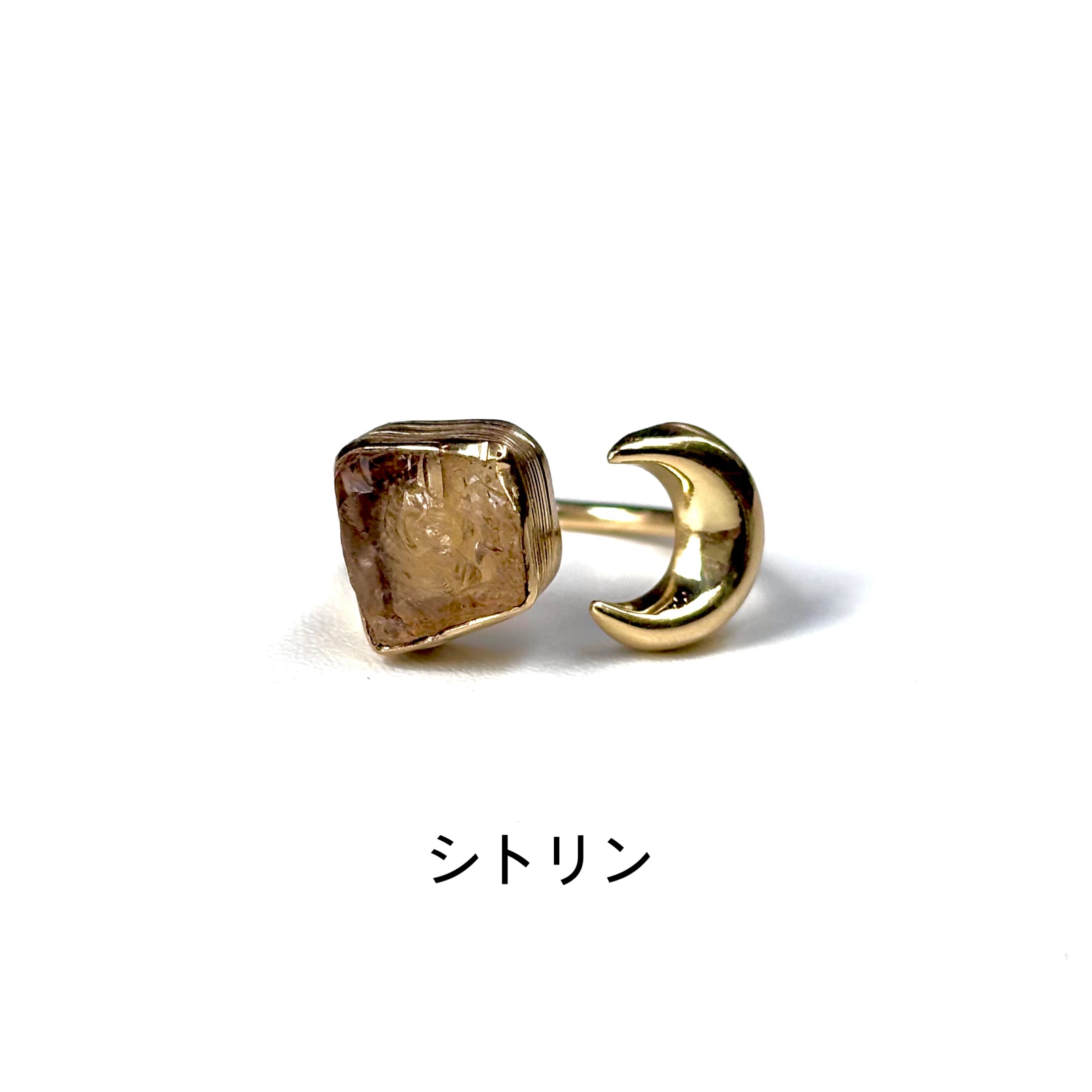 Brass Moon × Stone ring – Biju mam