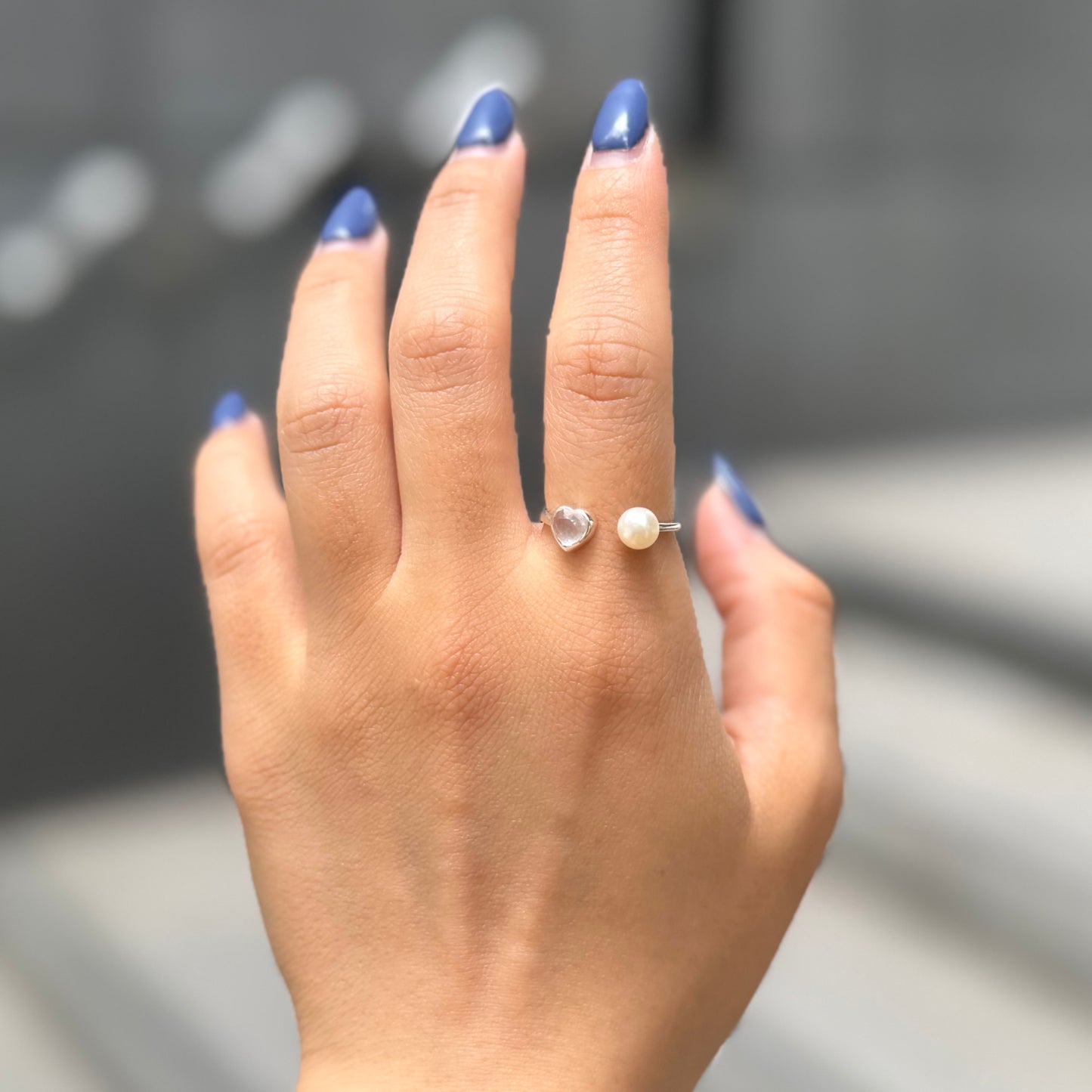 Heart×Pearl 2stone ring