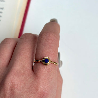 Brass petit ring〈Lapis lazuli〉