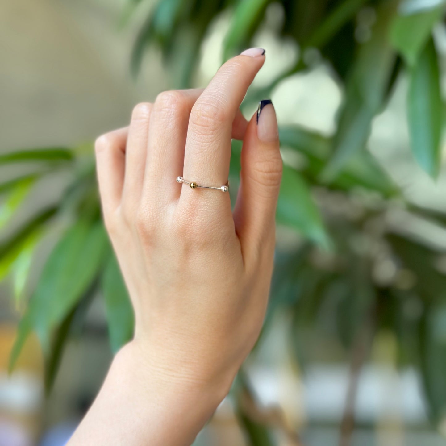 Silver925×Brass plain ring 〈Pentagon〉