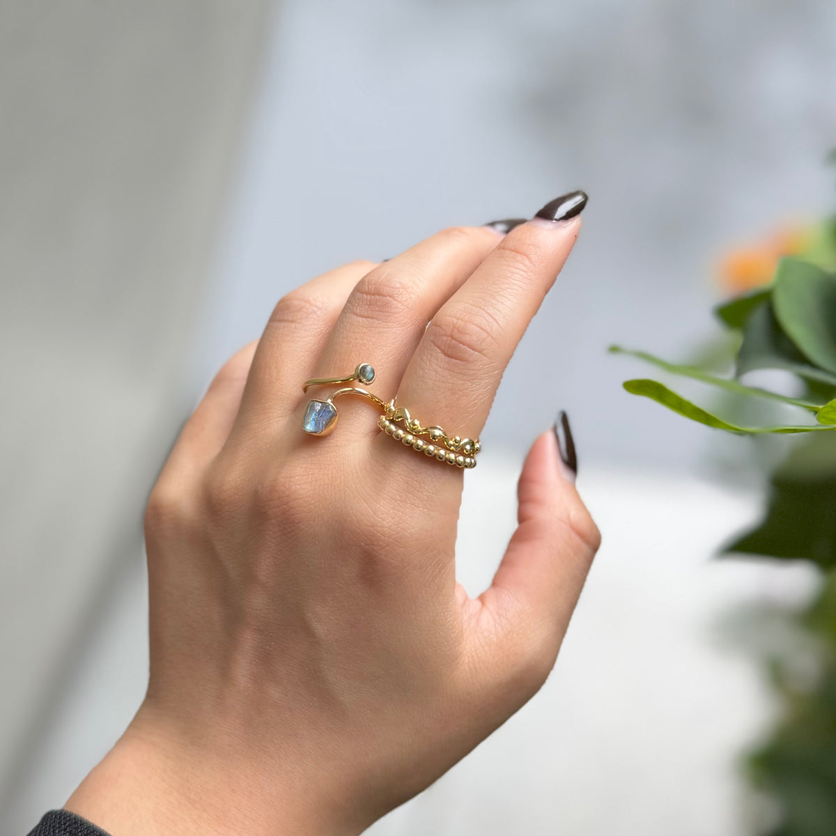 Brass 2stone ring 16