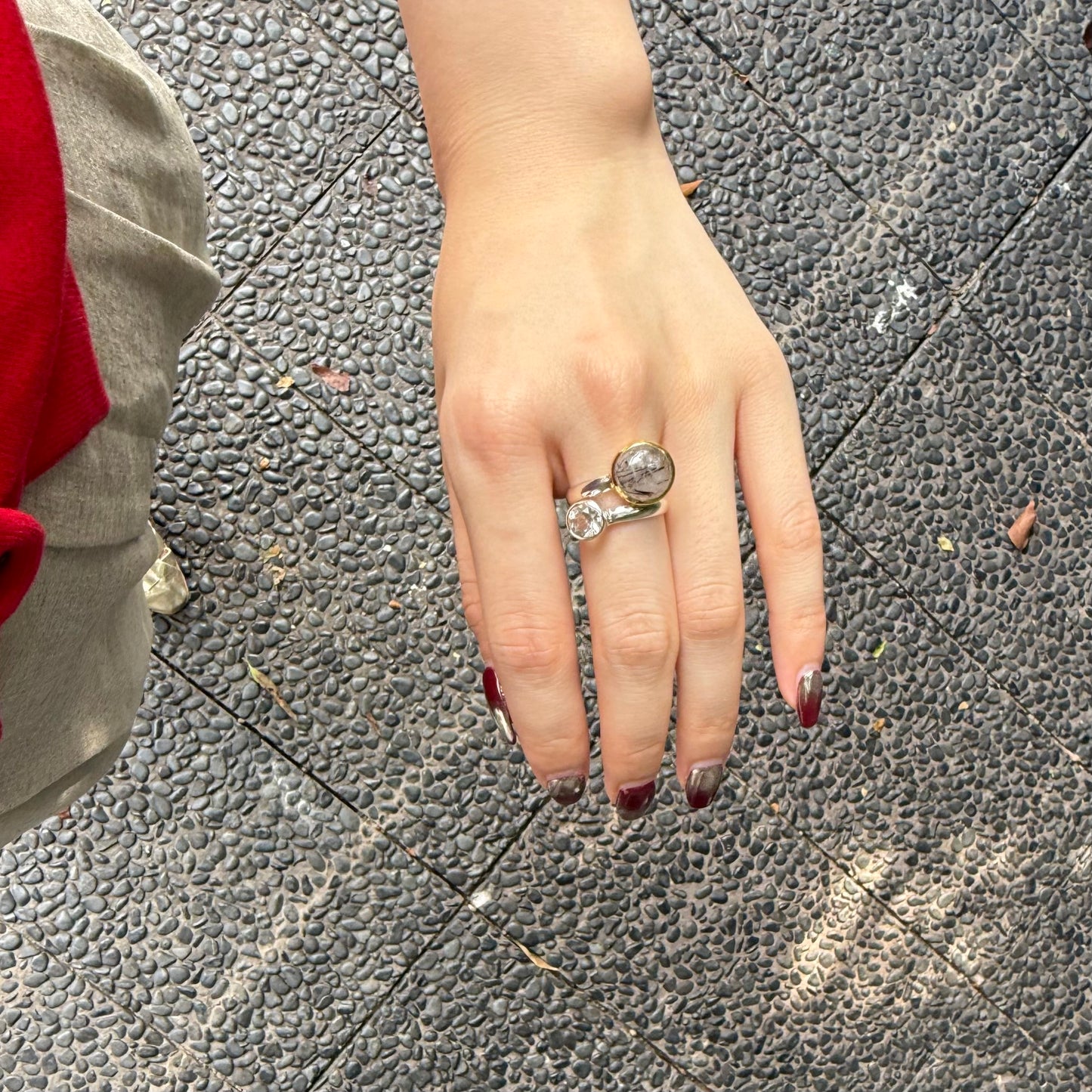 Silver925×Brass 2stone ring 20