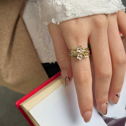 Stacking plain ring〈Flower〉